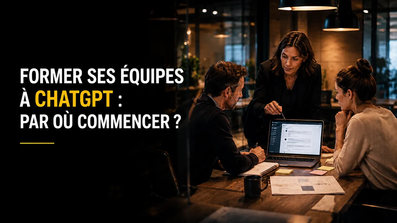 Formatrice accompagnant une équipe dans la prise en main de ChatGPT lors d’un atelier en entreprise.
